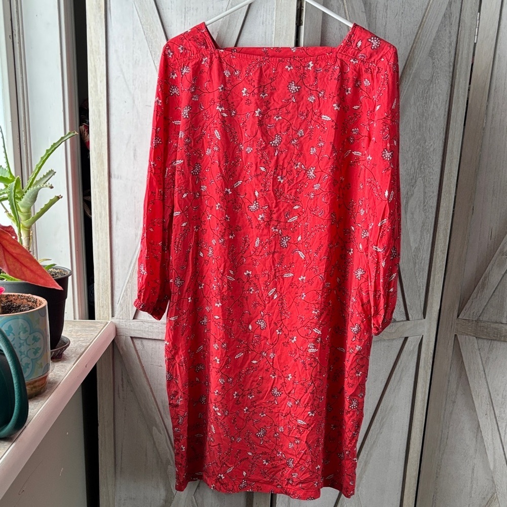 GAP Red Floral Long Sleeve Dress